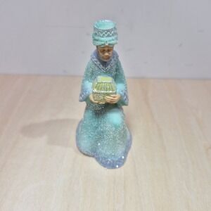 Thomas Kinkade Hawthorne Village King Balthazar Nativity Figurine A6593 Teal 4"